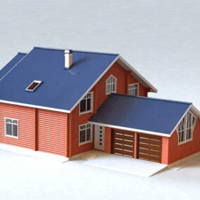 3д модель загородного дома с отдельным гаражом