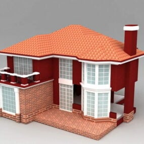 خطط البيت الريفي مع نموذج المرآب ثلاثي الأبعاد