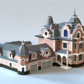 Perinteinen venäläinen talo Garage 3D-mallilla
