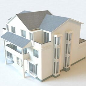 Modelo 3d de casa com terraço moderno