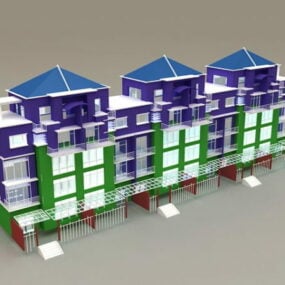 Modern Teraslı Evler 3d modeli