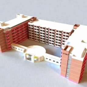 Moderne Grundschulgebäude 3D-Modell