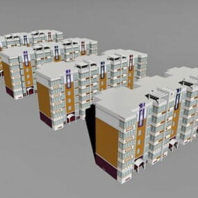 3д модель современного жилого квартала