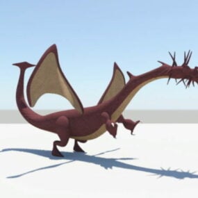Dessin animé Dragon Rouge modèle 3D
