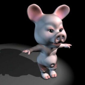 Cartoon Pig Rig 3d model