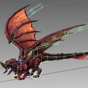 Red Dragon Mount Animated Rig 3D -malli