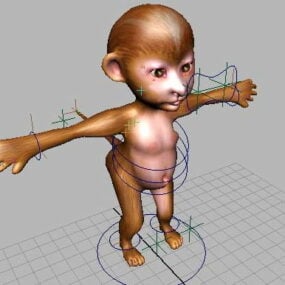 Cartoon Monkey Rigged Model 3d