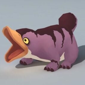 Dessin animé Platypus animé et plate-forme modèle 3D