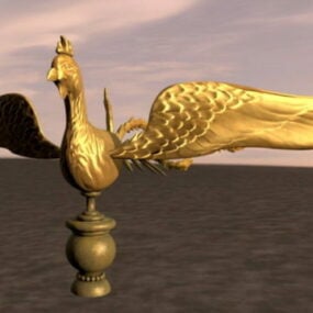 Gold Phoenix Sculpture 3d-modell