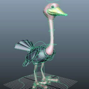 Cartoon Ostrich Rig 3d model