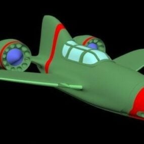 Modelo 3d de avión de dibujos animados