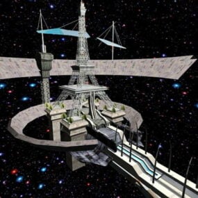 未来的な宇宙ステーションのコンセプト 3D モデル