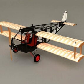 早期双翼飞机 3d 模型