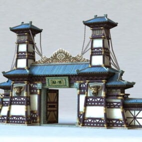 بوابة المعبد الصيني نموذج ثلاثي الأبعاد