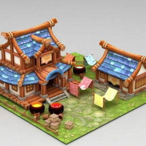 Anime Farmyard Scene 3D-Modell