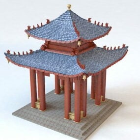 نموذج معماري للجناح الصيني ثلاثي الأبعاد
