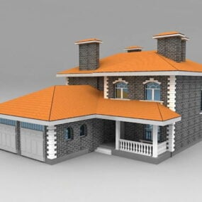 House With Garage Attached 3d model