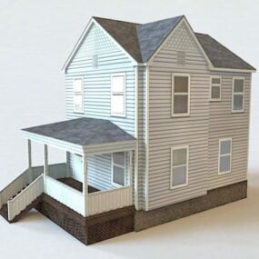 Das Cottage House mit Treppe 3D-Modell