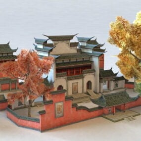 Budynek chińskiej świątyni buddyjskiej Model 3D