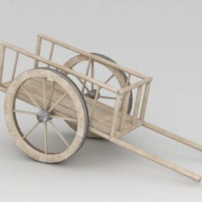 Wooden Handcart 3d model