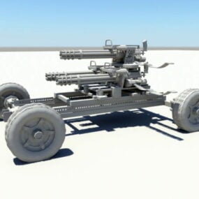 Modello 3d dell'artiglieria pesante Gatling
