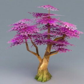 Model 3D Anime Purple Tree Low Poly