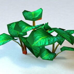 3D model tropické zelené rostliny Low Poly