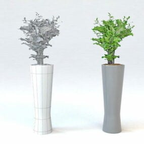 Tall White Vase Plant 3d model