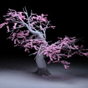 3д модель цветущего персикового дерева