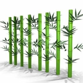 Bamboo Stems With Leaves 3d model