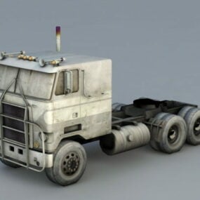 3D-model met platte neus semi-vrachtwagen