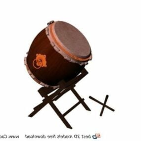 Chinese Antique Drum And Drum Sticks 3d model