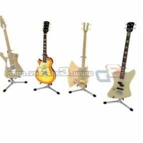 Guitares basses électriques modèle 3D