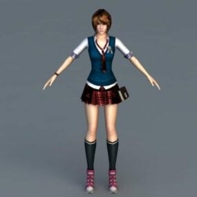 Anime High School Girl Rig modèle 3D