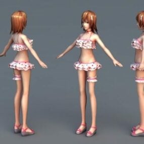 Model 3D dziewczyny na plaży