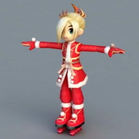 Christmas Cartoon Girl 3d model