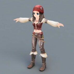 Modelo 3d de garota pirata de anime