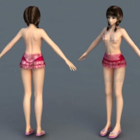 Mô hình 3d cô gái xinh đẹp trên bãi biển
