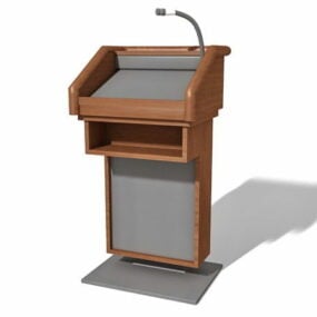Podium Lectern With Microphone 3d model