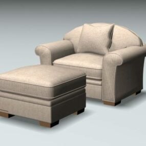 Тканинне крісло і пуфик 3d модель