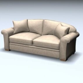 硬木坐垫双人沙发3d模型