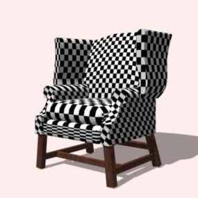 Plaid Wingback Chair 3D-Modell