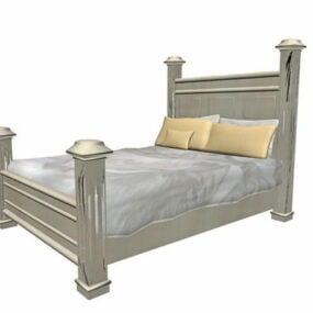 Model 4D drewnianego łóżka z 3 plakatami