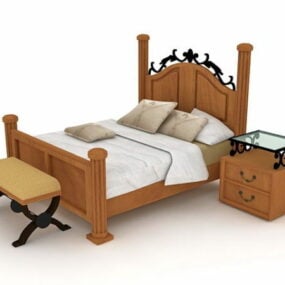 سرير مزلقة من الخشب والحديد نموذج ثلاثي الأبعاد