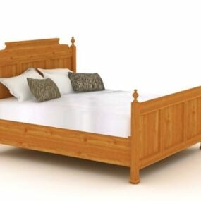نموذج سرير خشبي عتيق ثلاثي الأبعاد