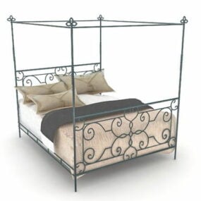 Wrought Iron Canopy Bed 3d model