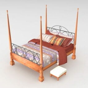 Παραδοσιακό κρεβάτι με ουρανό 3d μοντέλο