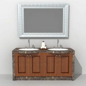 โต๊ะเครื่องแป้งอาบน้ำวินเทจพร้อมกระจกโมเดล 3 มิติ