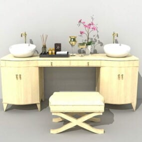 Bathroom Vanity With Sink And Makeup Table 3d model