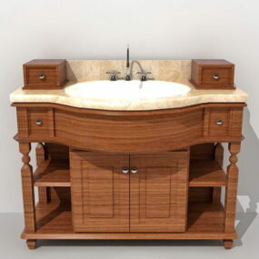Retro Wood Bath Vanity 3d model